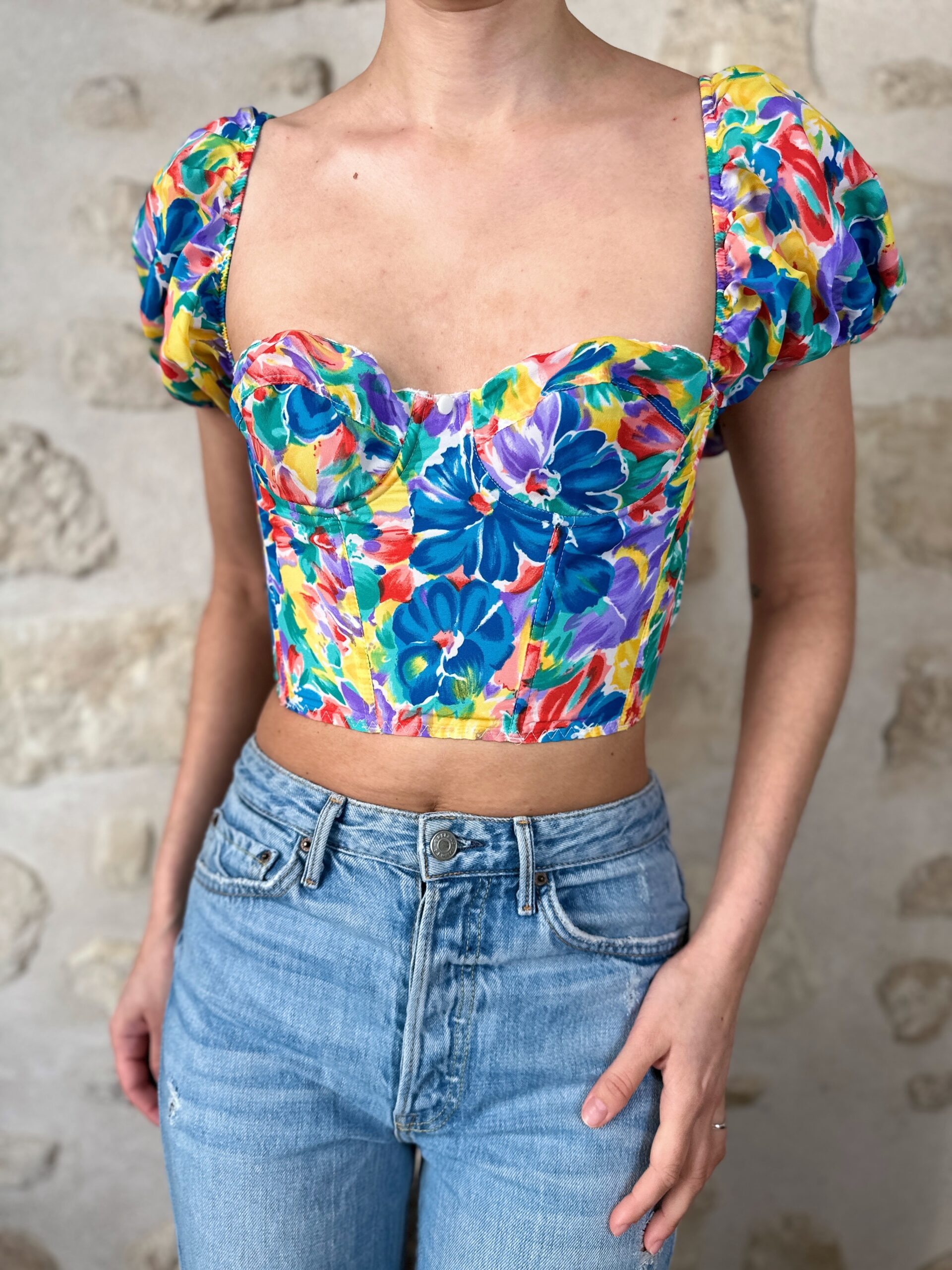 Floral Bustier Corset Set - Amorosa Vintage