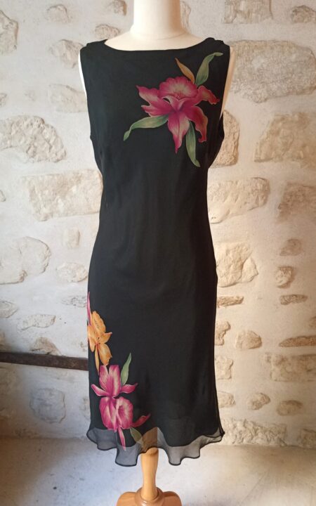 90’s Silk Cowl Neck Dress with florals