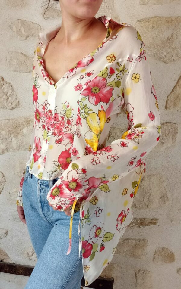 Valentino Silky Kimono Floral Blouse
