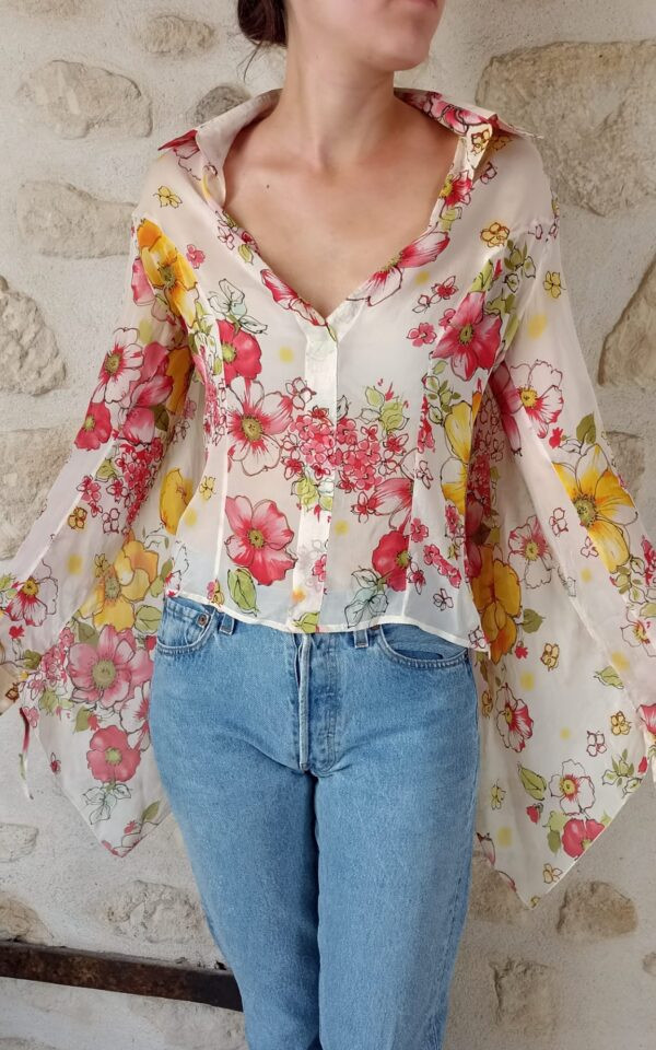 Valentino Silky Kimono Floral Blouse