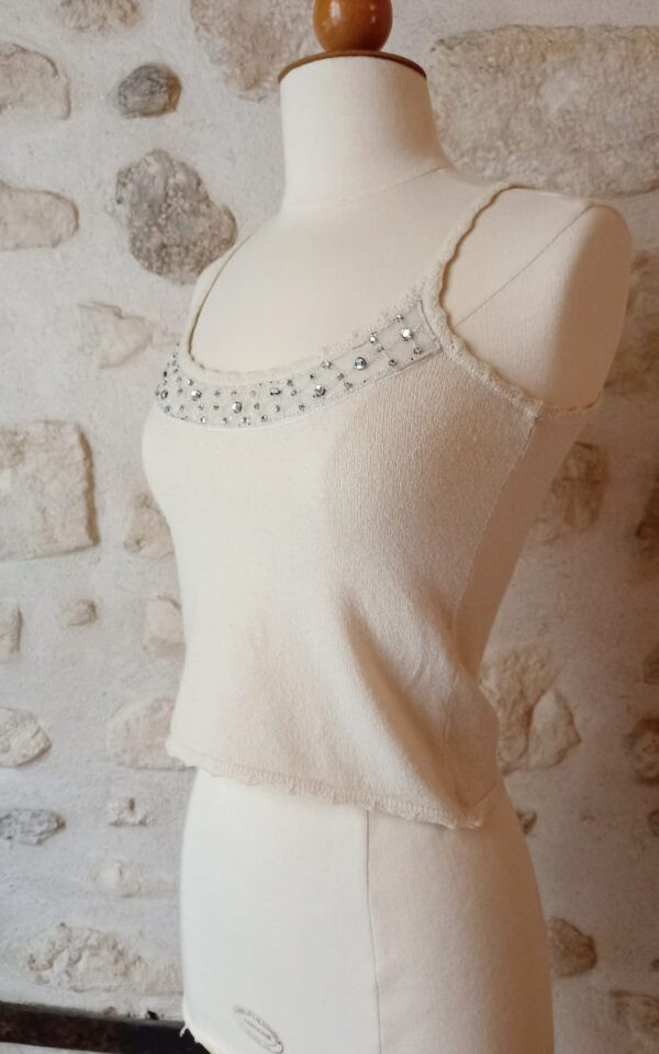 Blumarine Crop Rhinestone Camisole
