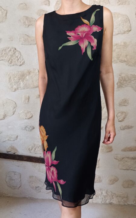 90’s Silk Cowl Neck Dress with florals