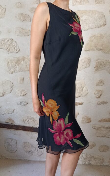 90’s Silk Cowl Neck Dress with florals