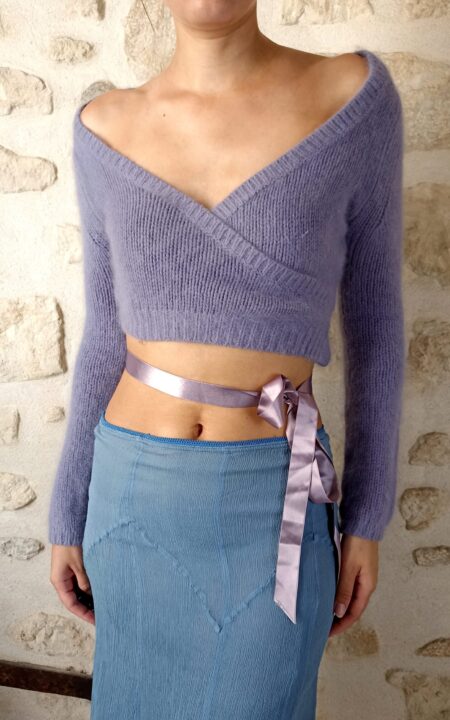 Blumarine Angora Purple Wrap Sweater