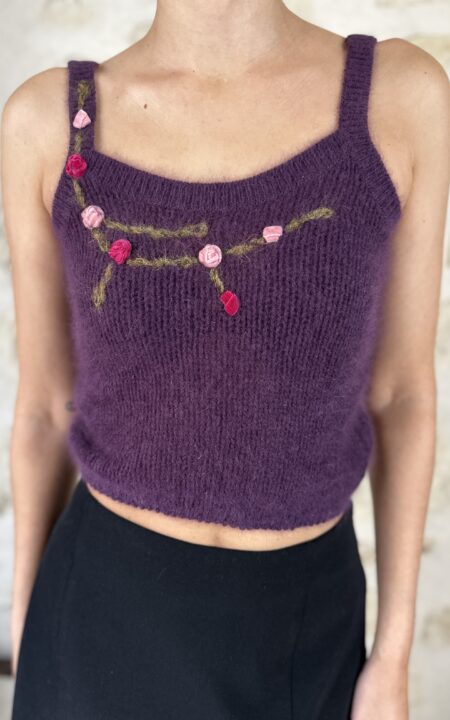 Blumarine Knit Embroidered Floral Cami