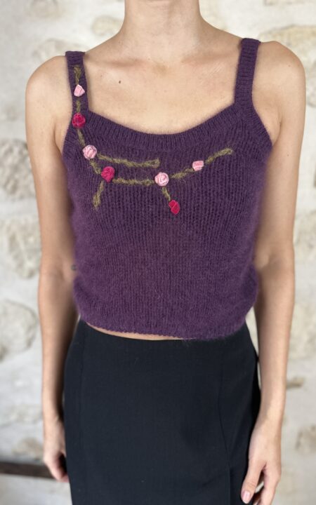 Blumarine Knit Embroidered Floral Cami