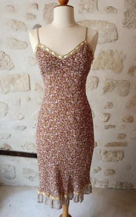 Maje Vintage Slip Floral Dress with Lace