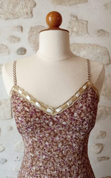 Maje Vintage Slip Floral Dress with Lace