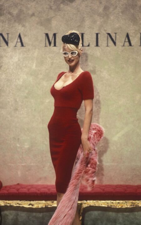 Anna Molinari 1995 Red Angora Dress