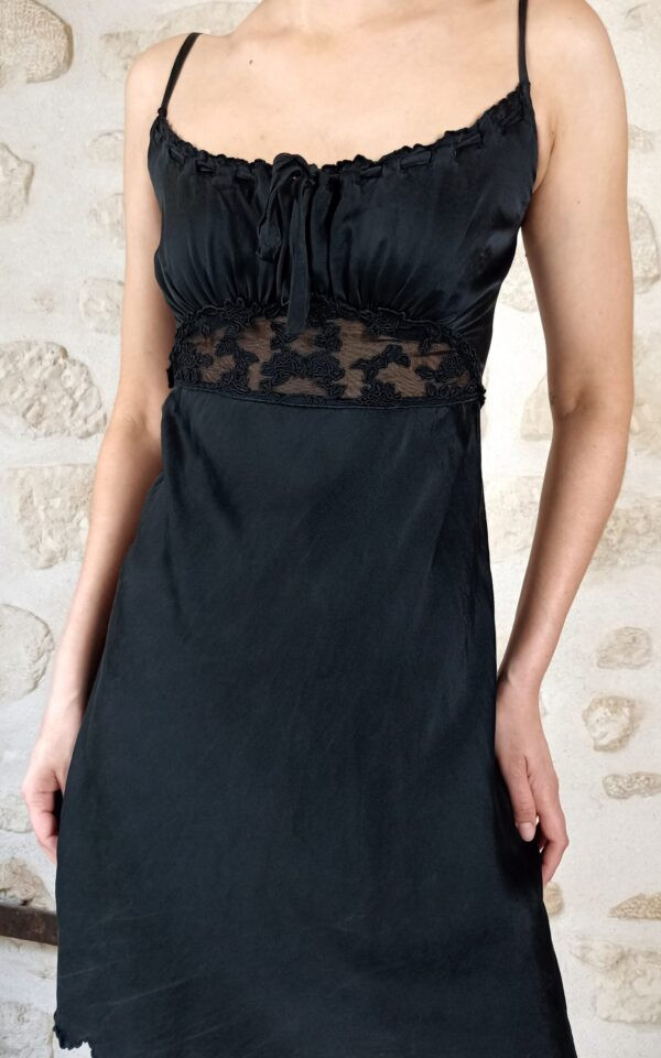 Betsey Johnson Milkmaid Silk Slip Dress with Lace