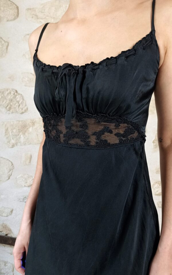 Betsey Johnson Milkmaid Silk Slip Dress with Lace