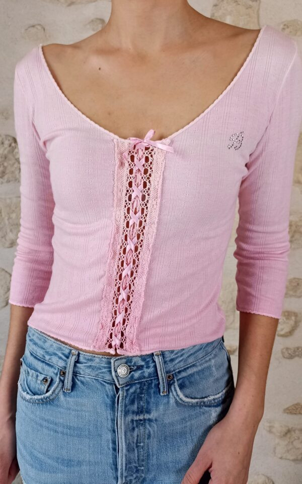 Blumarine Pink Pointelle Knit Top