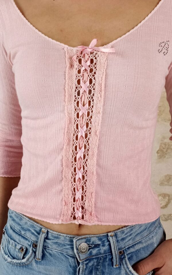 Blumarine Pink Pointelle Knit Top