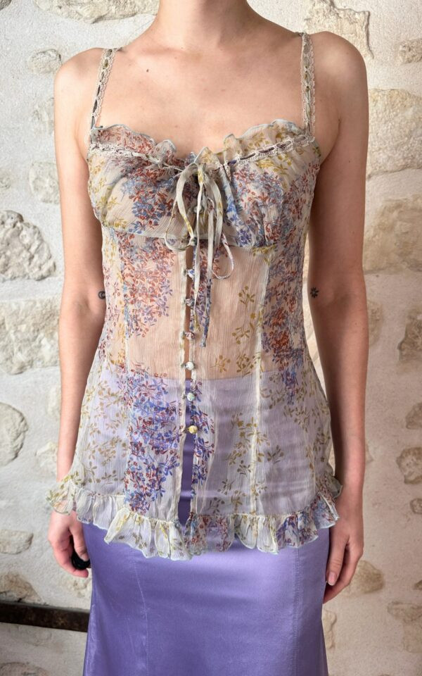 Silky Floral Milkmaid Blouse