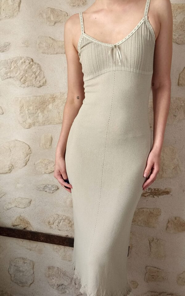 Sage Knitted Slip Dress