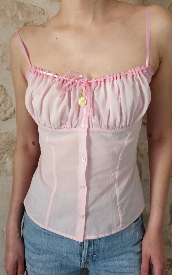 Fifi Chachnil Pink Milkmaid Blouse