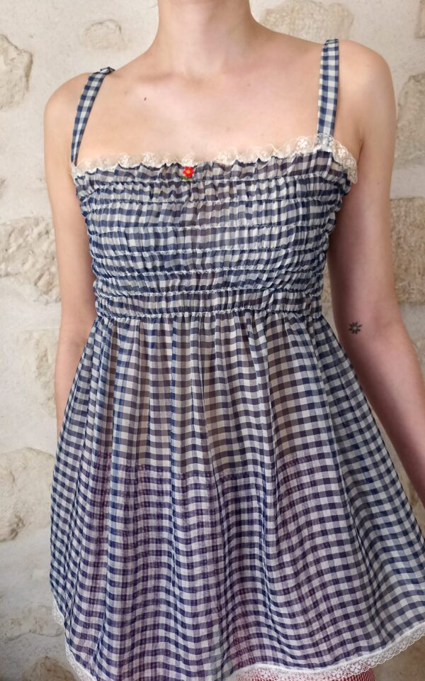 Fifi Chachnil Silk Gingham Babydoll Camisole