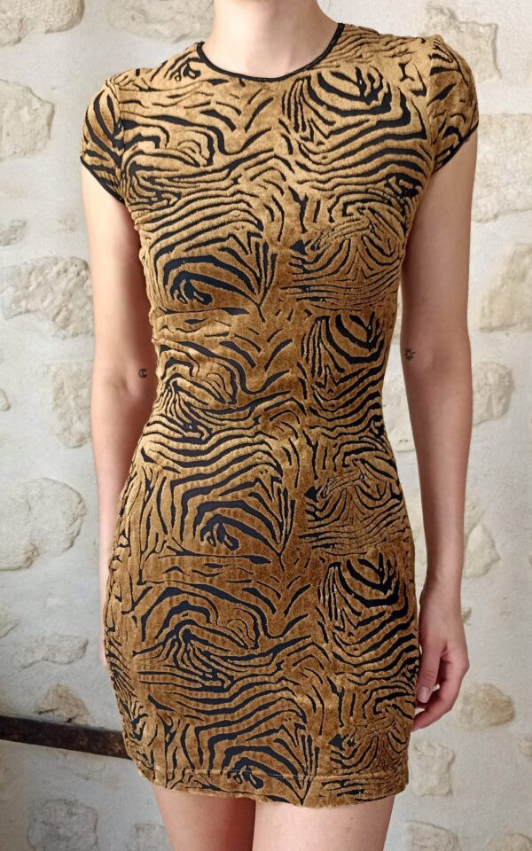 Plein Sud Orange Velvet Tiger Dress