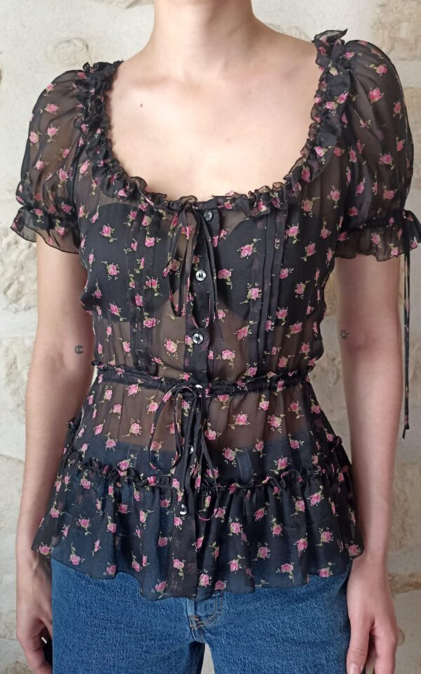 Dolce & Gabbana Silk Floral Print Blouse