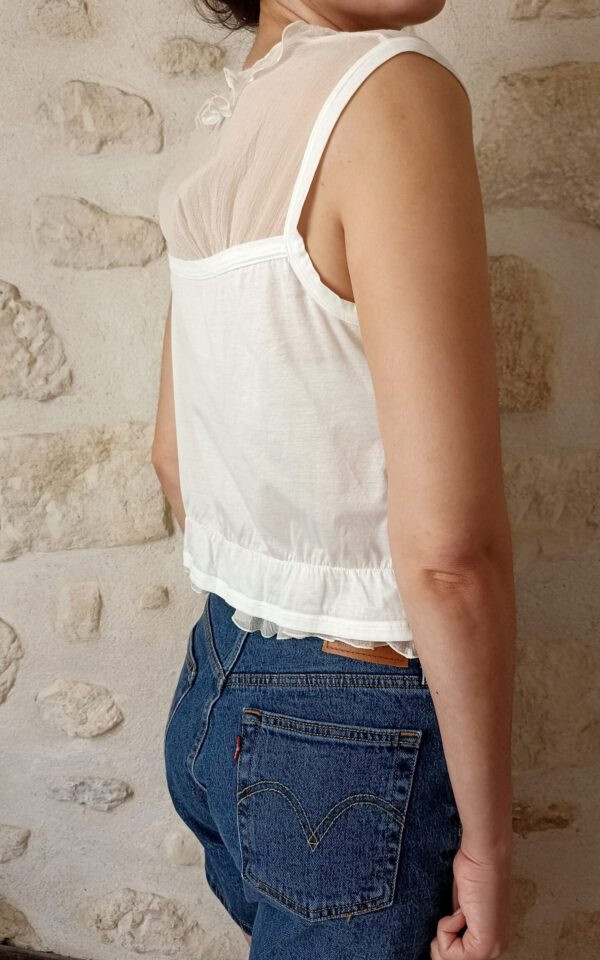 Moschino Silk Sleeveless Frou Frou Blouse