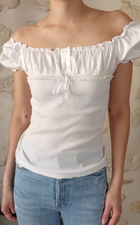 Off the Shoulder Ruffle Milkmaid Top