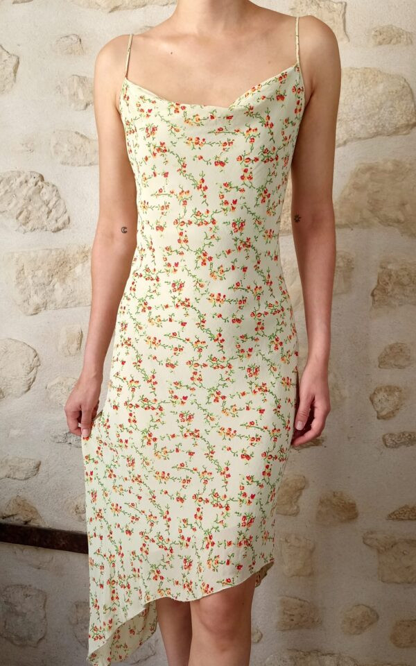 Asymmetrical Floral Slip Dress