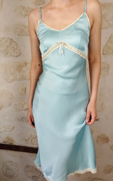 Turquoise Silk Slip Dress