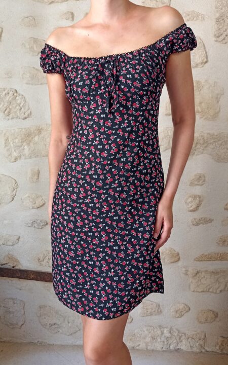 Vintage Milkmaid Floral Dress