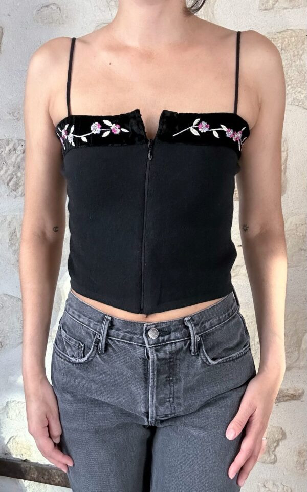Blumarine Wool Top with Embroidered Flowers