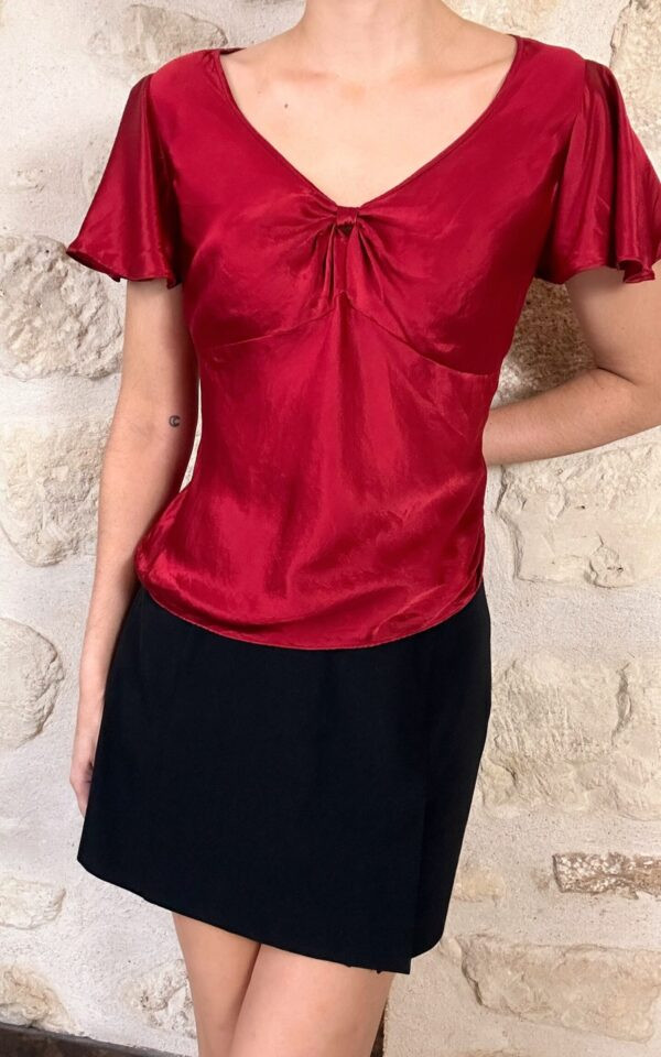 Laura Ashely Silk Red Top