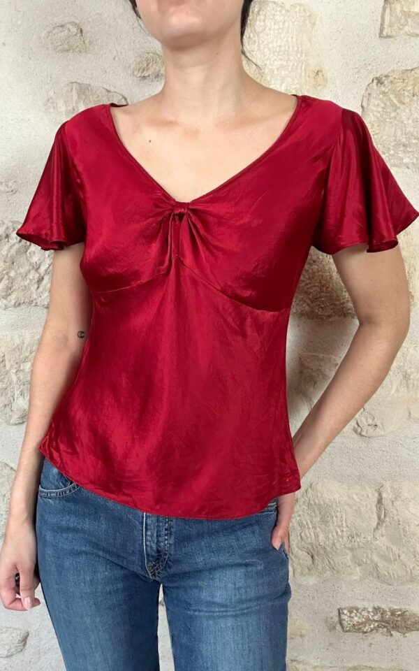 Laura Ashely Silk Red Top