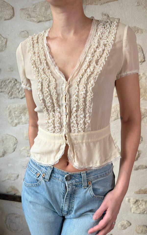 Italian Silk Ruffle Blouse