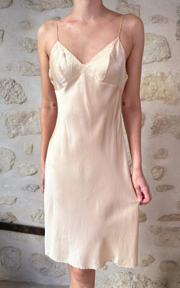 Vintage Peach Silk Slip Dress