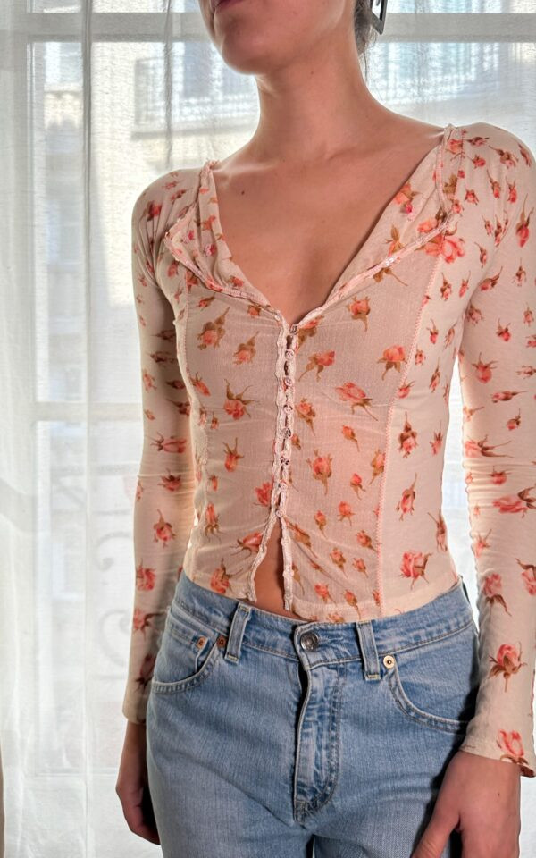 Blumarine Roses Mesh Cardigan