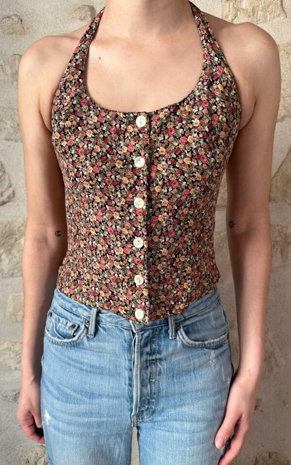 Floral Button-Down Halter Top