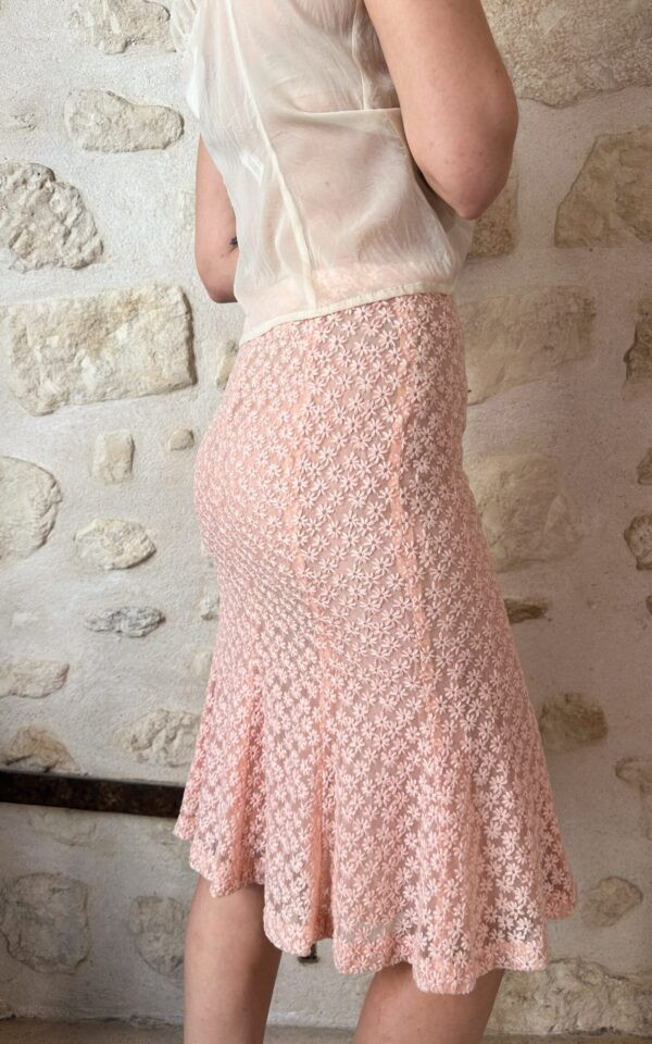 Moschino Pink Floral Lace Skirt