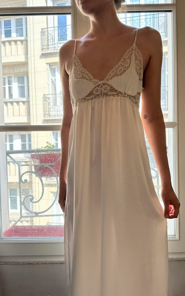 Vintage White Satin Slip Dress