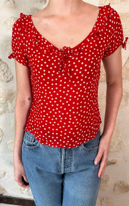 Blumarine Red Polka Dot Blouse