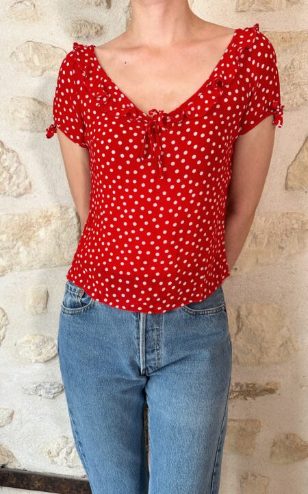 Blumarine Red Polka Dot Blouse
