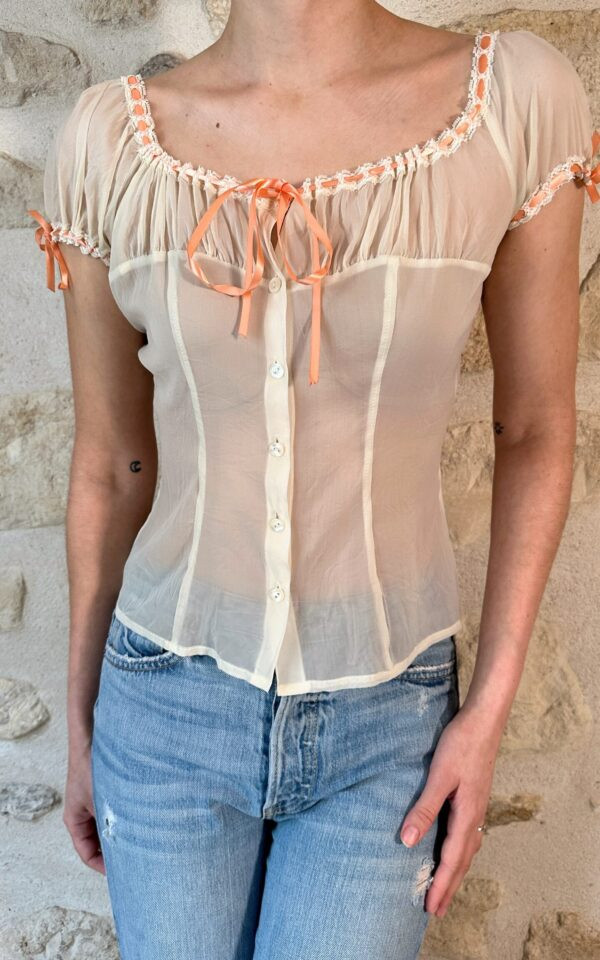 Fifi Chachnil Milkmaid Silk Blouse