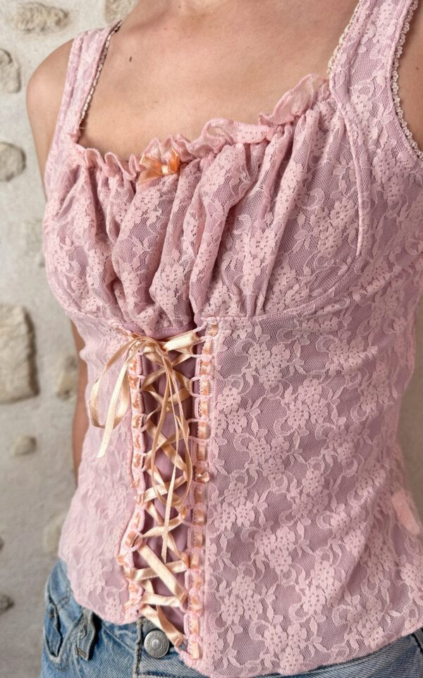 Baby Pink Lace Corset Top