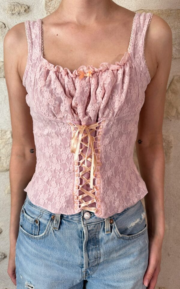 Baby Pink Lace Corset Top