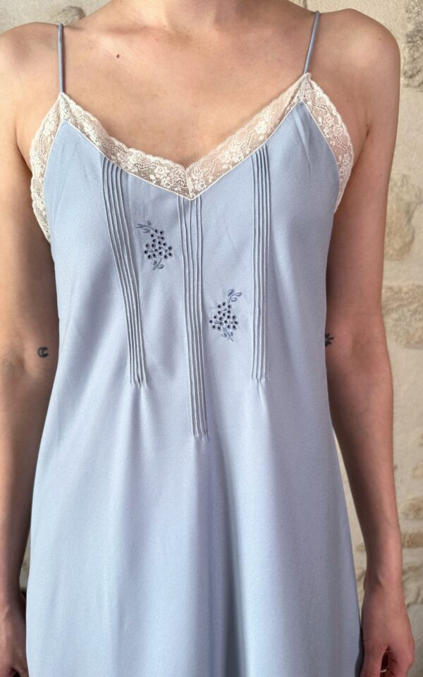 Blue Satin Nightgown Slip Dress