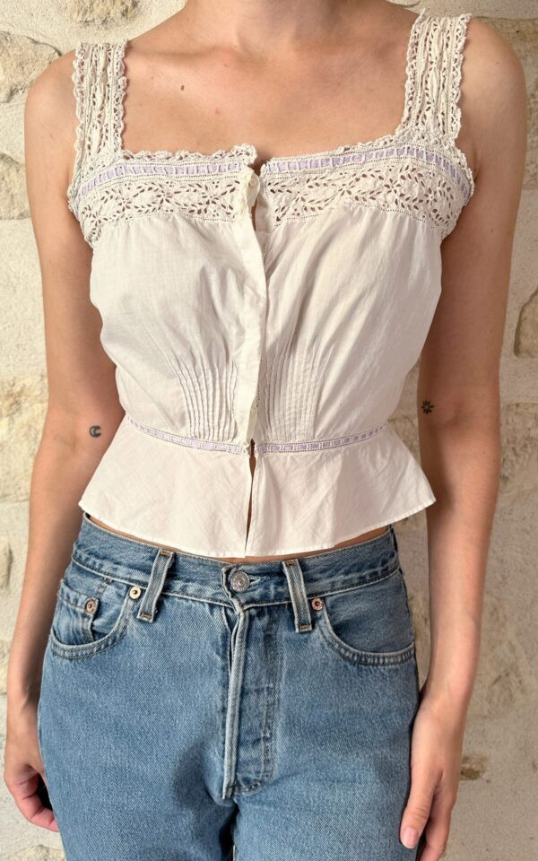 Corset Cover with Lavender Ribbon