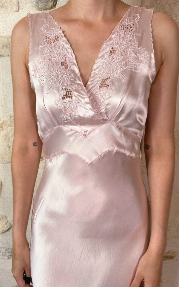 Vintage Silk Pink Bridal Nightgown
