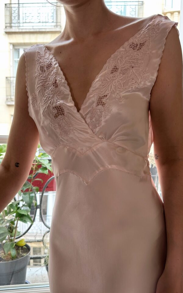 Vintage Silk Pink Bridal Nightgown