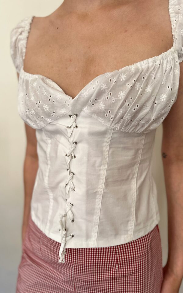 Eyelet Bardot Top