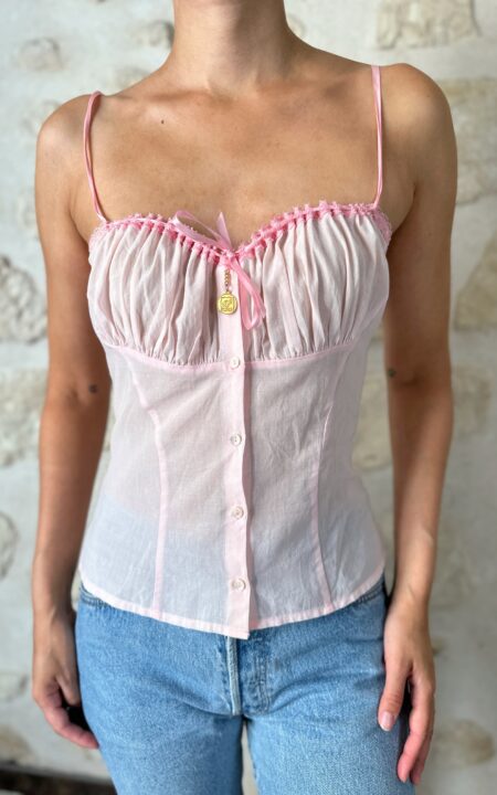 Fifi Chachnil Pink Milkmaid Top