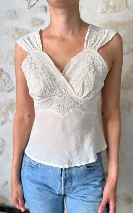 Pure Silk Vintage Embroidered Cami