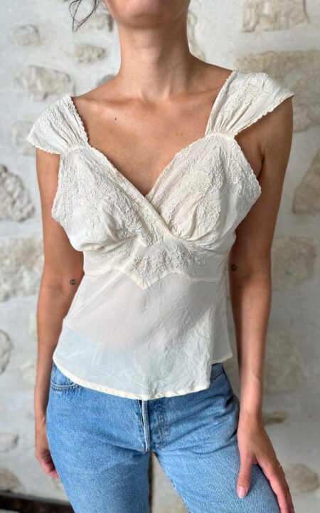 Pure Silk Vintage Embroidered Cami